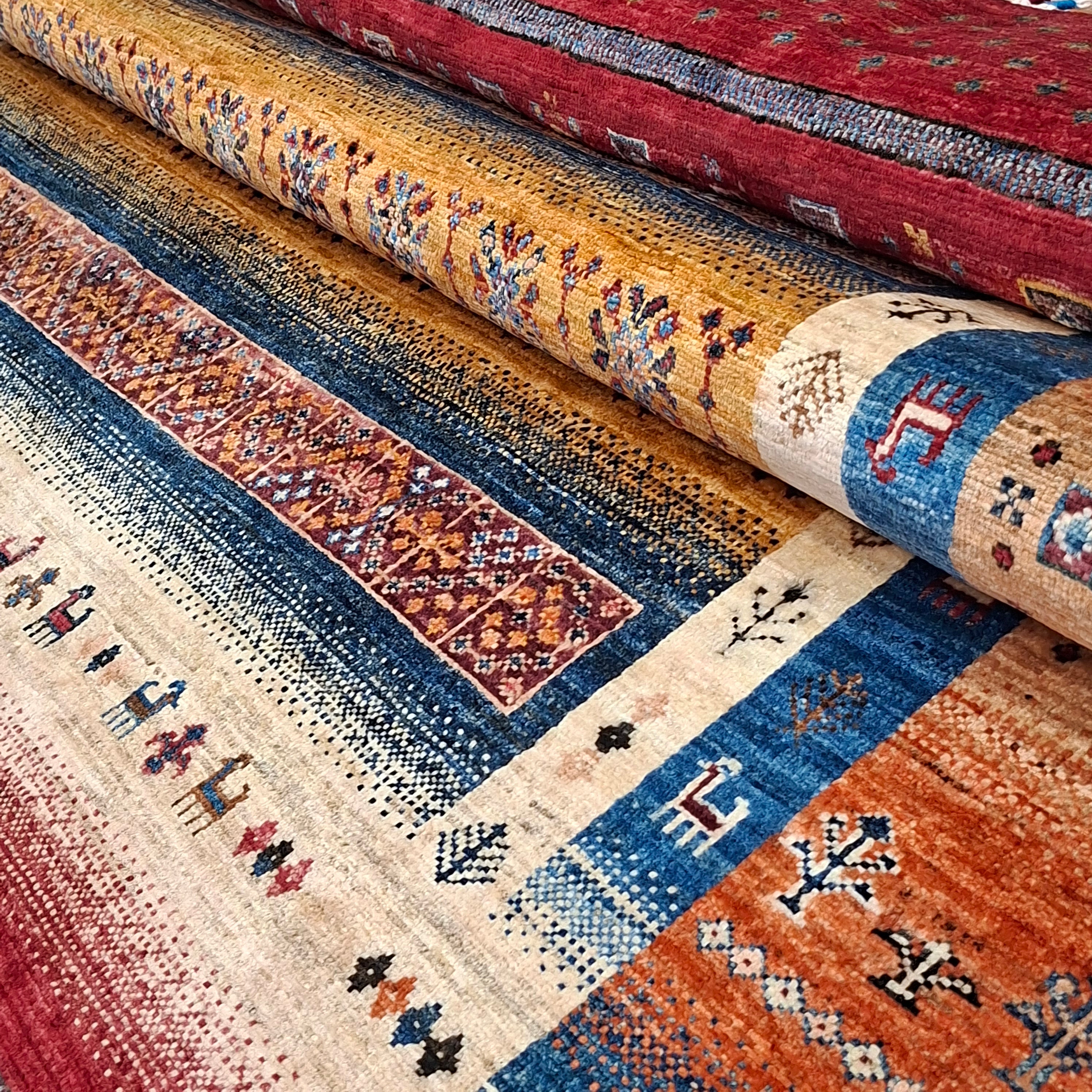 Gabbeh El Dokuma Halı | 234x170 cm – 35x40 İlmek – %100 Yün – Doğal Boya – Yeni Dokuma