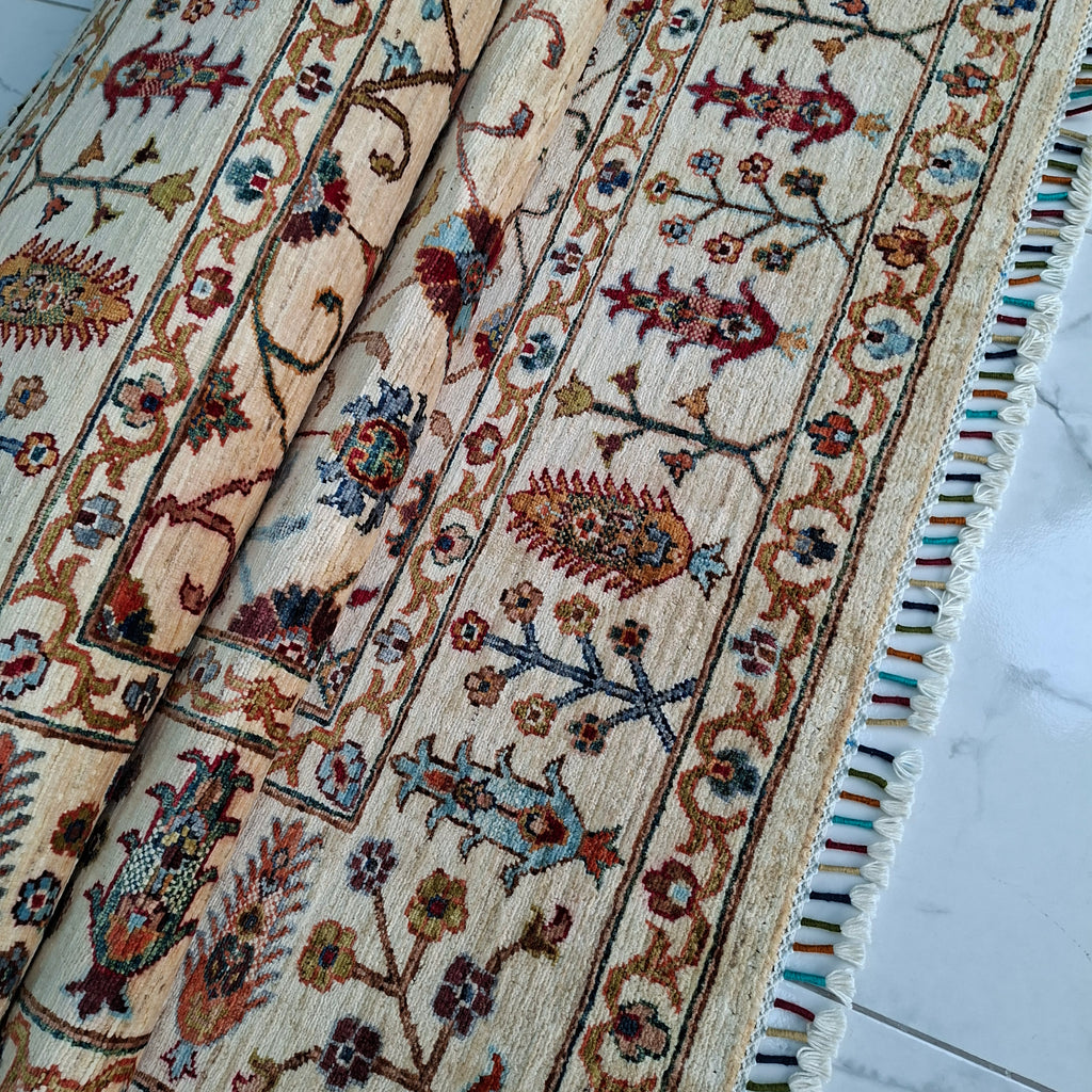 ZIEGLER (CHOBI) EL DOKUMA HALI | 241x175 CM – 35x40 İLMEK – %100 YÜN – DOĞAL BOYA – YENİ DOKUMA