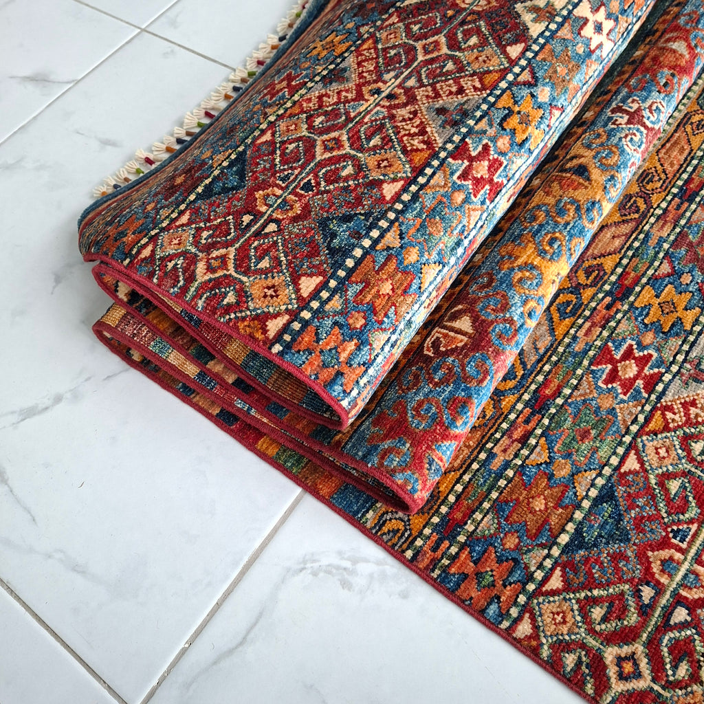 KAZAK (KAFKAS) EL DOKUMA HALI | 244x173 CM – 35x40 İLMEK – %100 YÜN – DOĞAL BOYA – YENİ DOKUMA