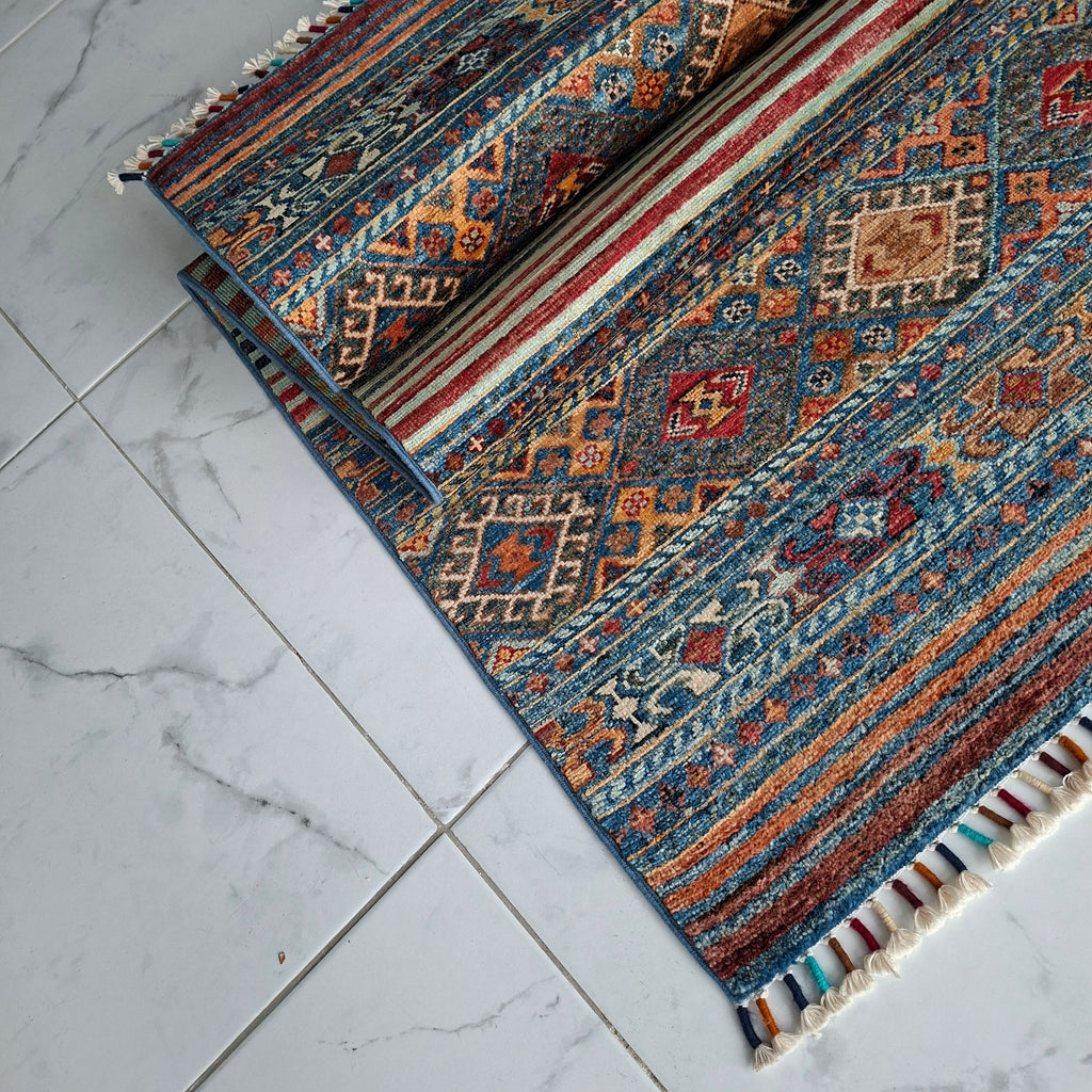 KAZAK (KAFKAS) EL DOKUMA HALI | 243x175 CM – 35x40 İLMEK – %100 YÜN – DOĞAL BOYA – YENİ DOKUMA