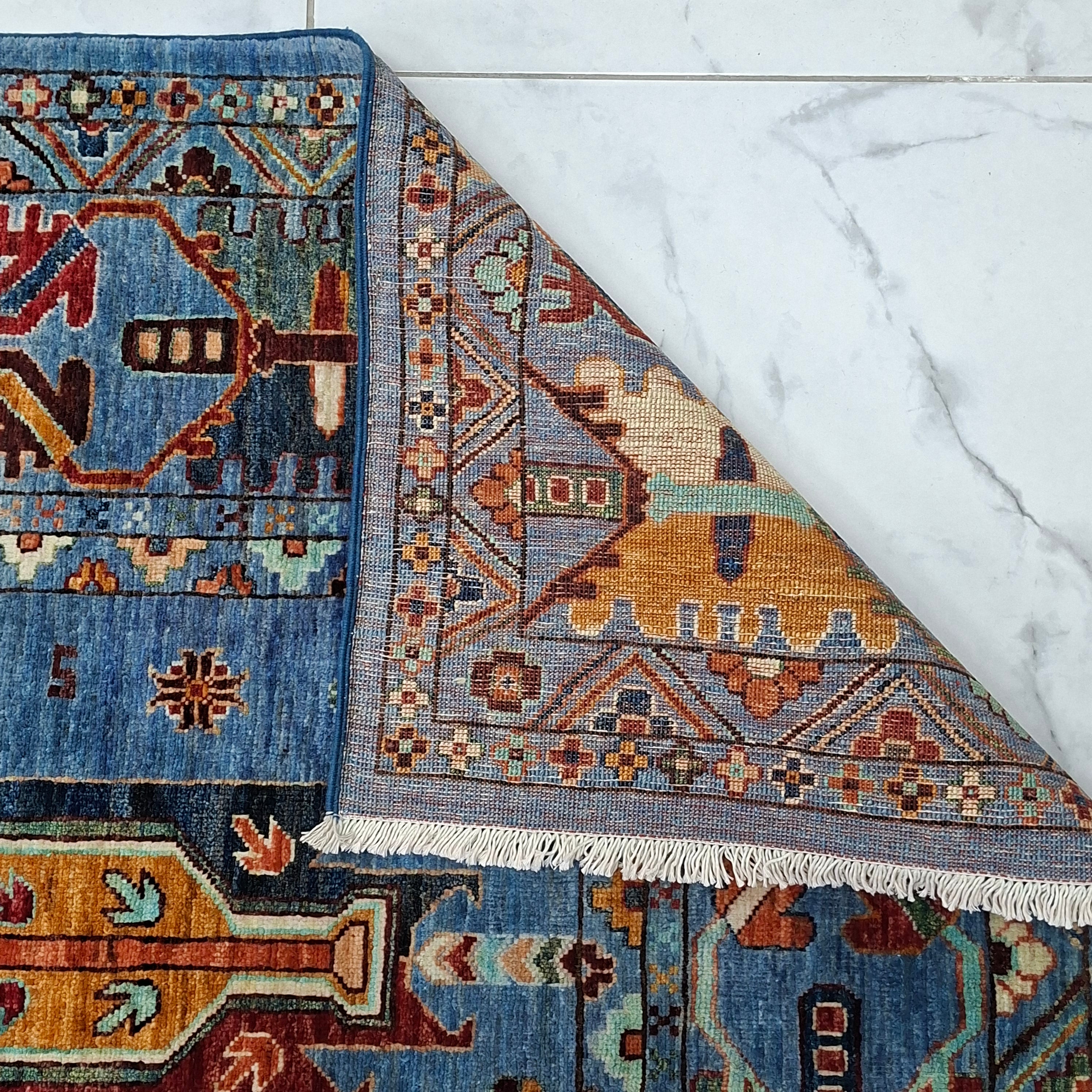 KAZAK (KAFKAS – LAÇİN MOTİFLİ) EL DOKUMA HALI | 308x206 CM – 35x40 İLMEK – %100 YÜN – DOĞAL BOYA – YENİ DOKUMA