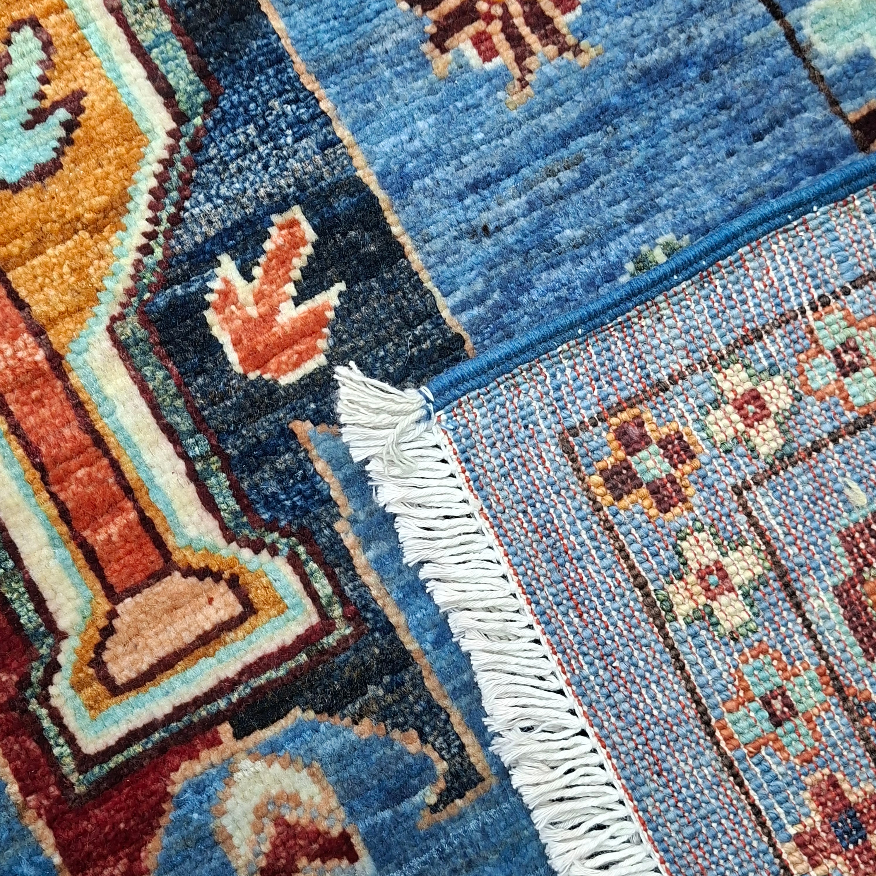 KAZAK (KAFKAS – LAÇİN MOTİFLİ) EL DOKUMA HALI | 308x206 CM – 35x40 İLMEK – %100 YÜN – DOĞAL BOYA – YENİ DOKUMA