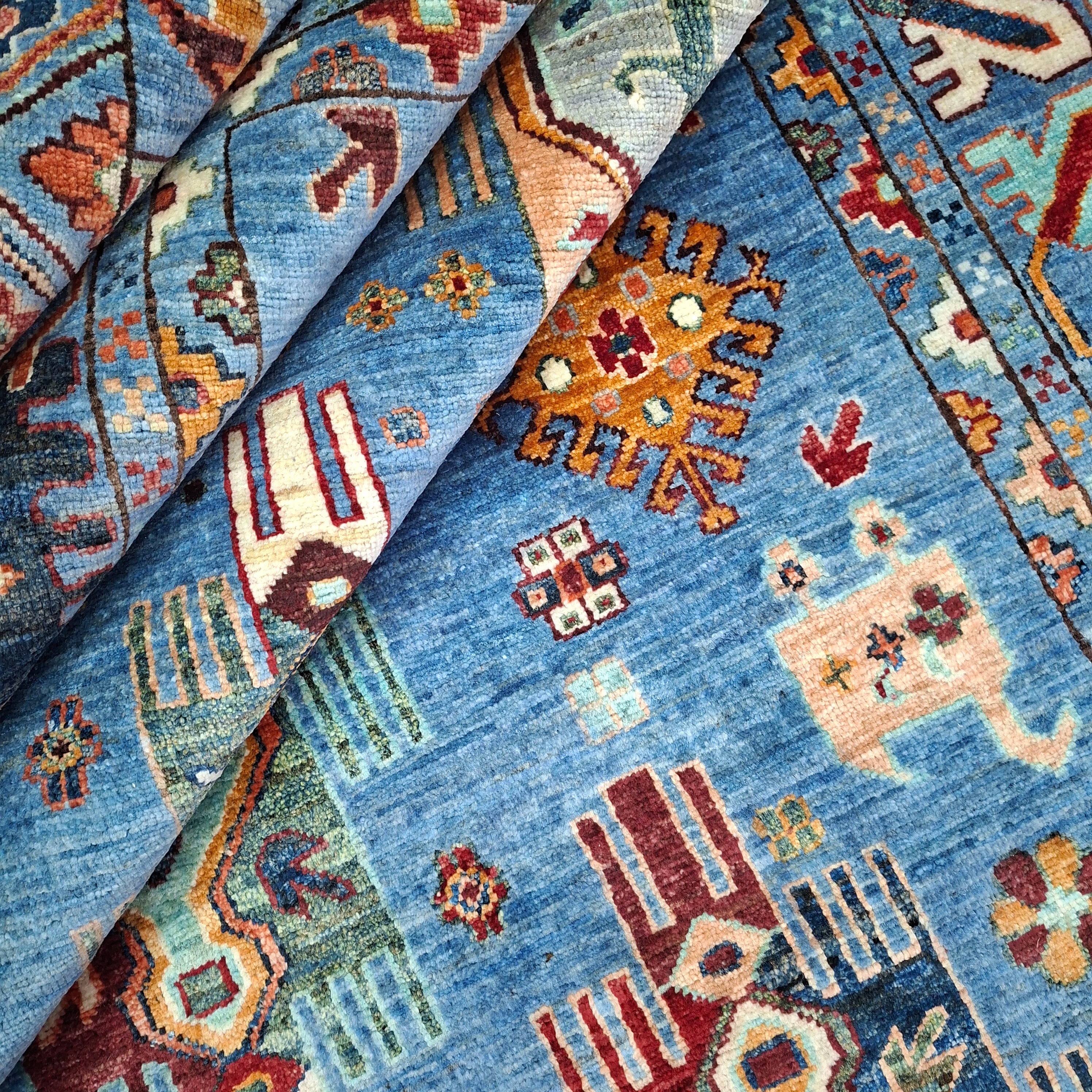 KAZAK (KAFKAS – LAÇİN MOTİFLİ) EL DOKUMA HALI | 308x206 CM – 35x40 İLMEK – %100 YÜN – DOĞAL BOYA – YENİ DOKUMA