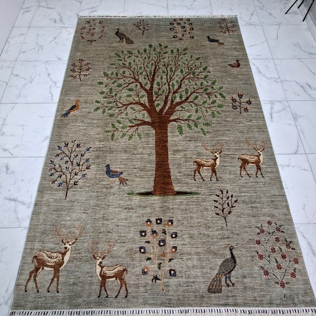 GABBEH (AĞAÇLI – FİGÜRLÜ) EL DOKUMA HALI | 306x209 CM – 35x40 İLMEK – %100 YÜN – DOĞAL BOYA – YENİ DOKUMA