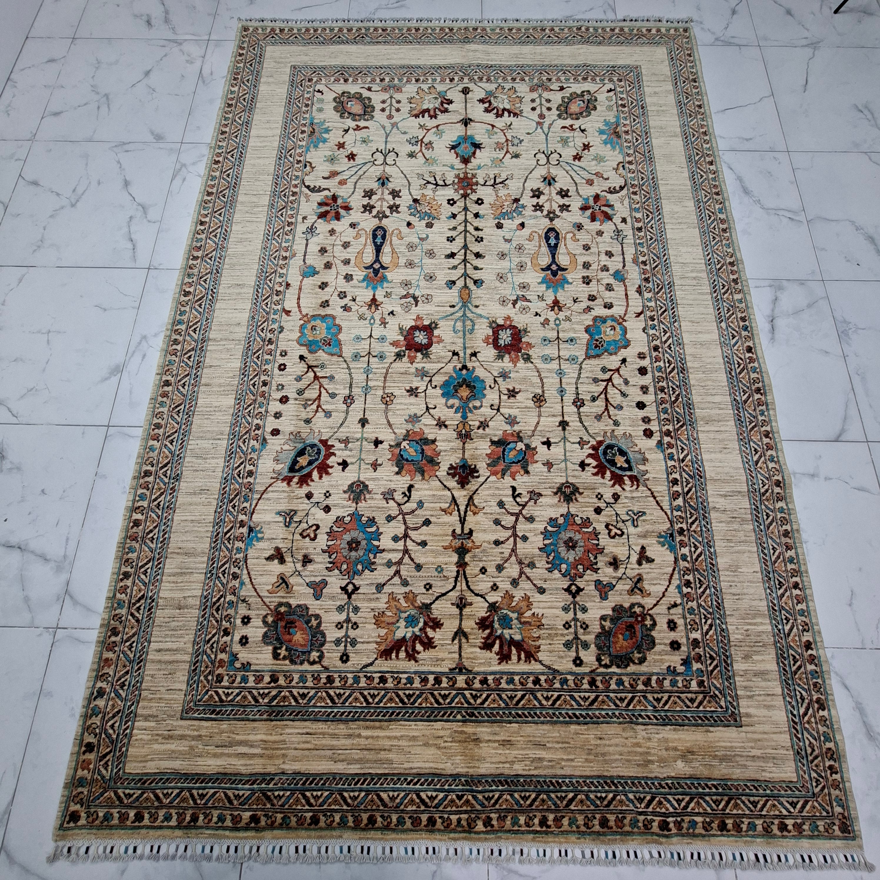 ZIEGLER (CHOBI) EL DOKUMA HALI | 296x201 CM – 35x40 İLMEK – %100 YÜN – DOĞAL BOYA – YENİ DOKUMA