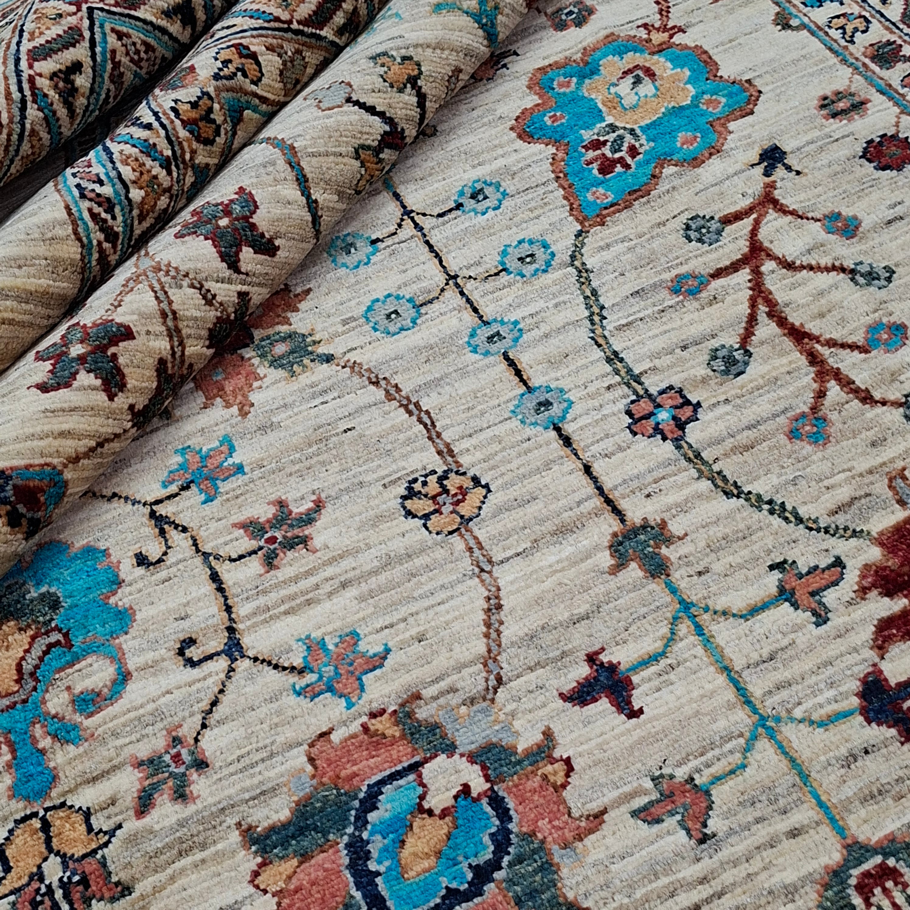 ZIEGLER (CHOBI) EL DOKUMA HALI | 296x201 CM – 35x40 İLMEK – %100 YÜN – DOĞAL BOYA – YENİ DOKUMA