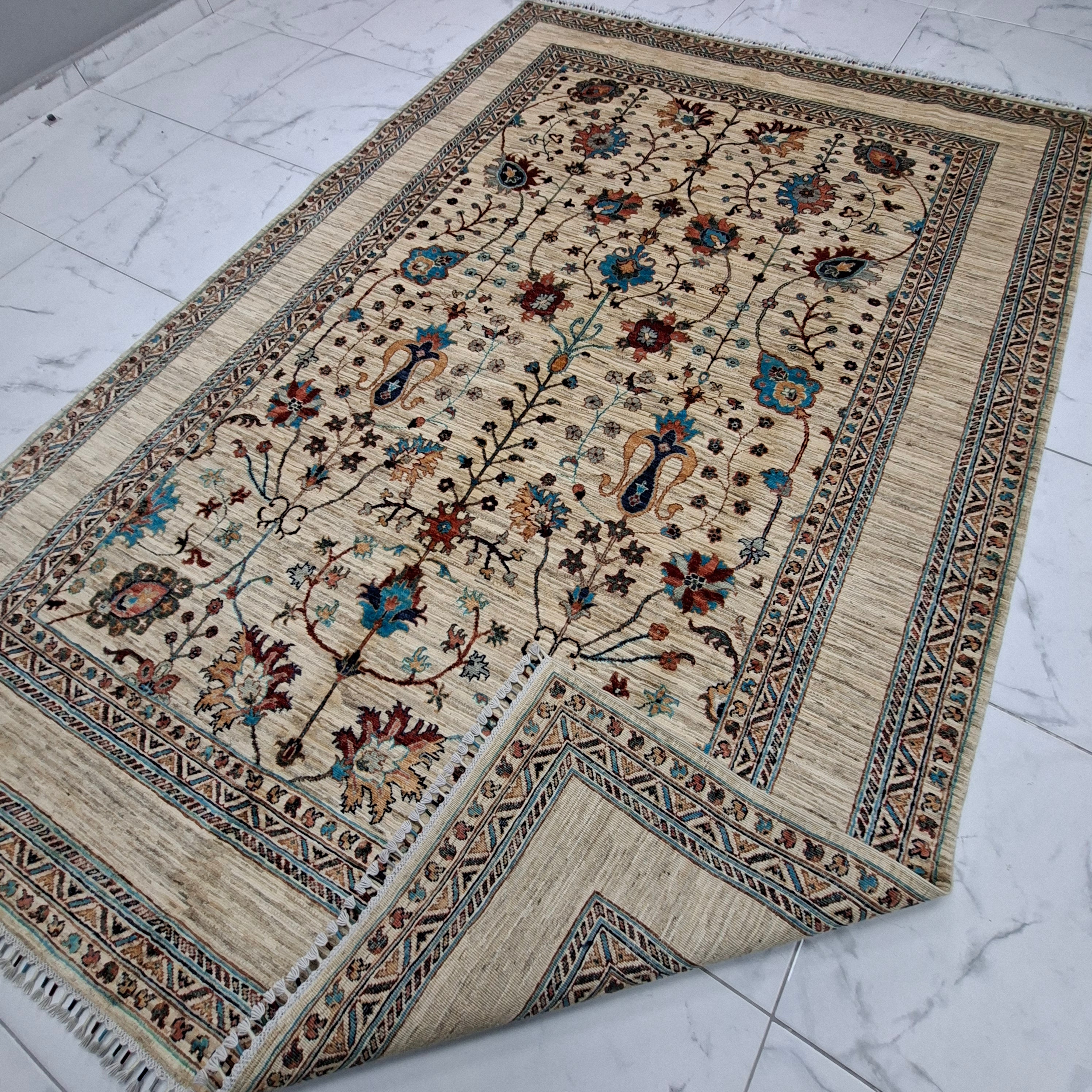 ZIEGLER (CHOBI) EL DOKUMA HALI | 296x201 CM – 35x40 İLMEK – %100 YÜN – DOĞAL BOYA – YENİ DOKUMA