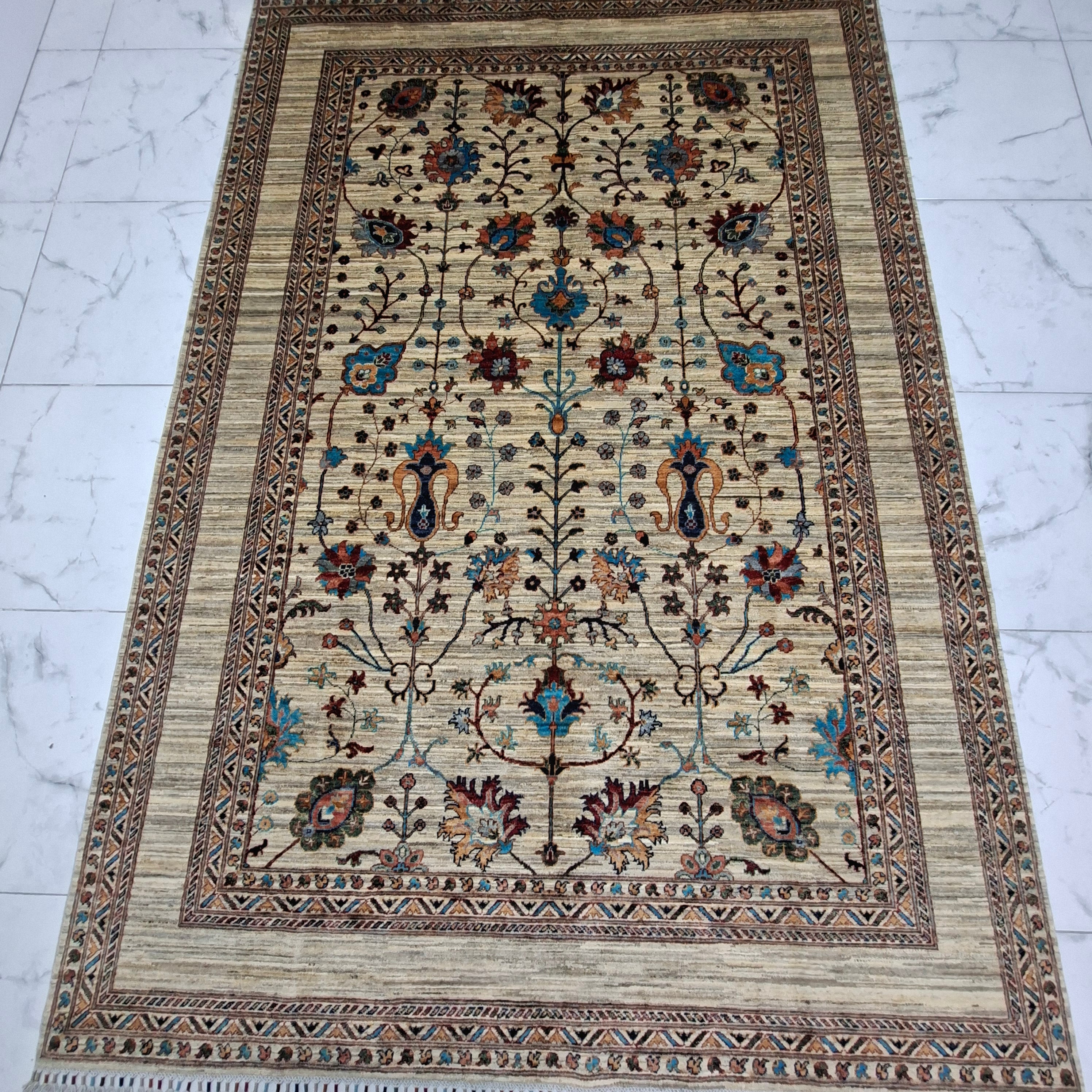 ZIEGLER (CHOBI) EL DOKUMA HALI – 35x40 İLMEK – %100 YÜN – DOĞAL BOYA – AFGAN HALISI – YENİ DOKUMA