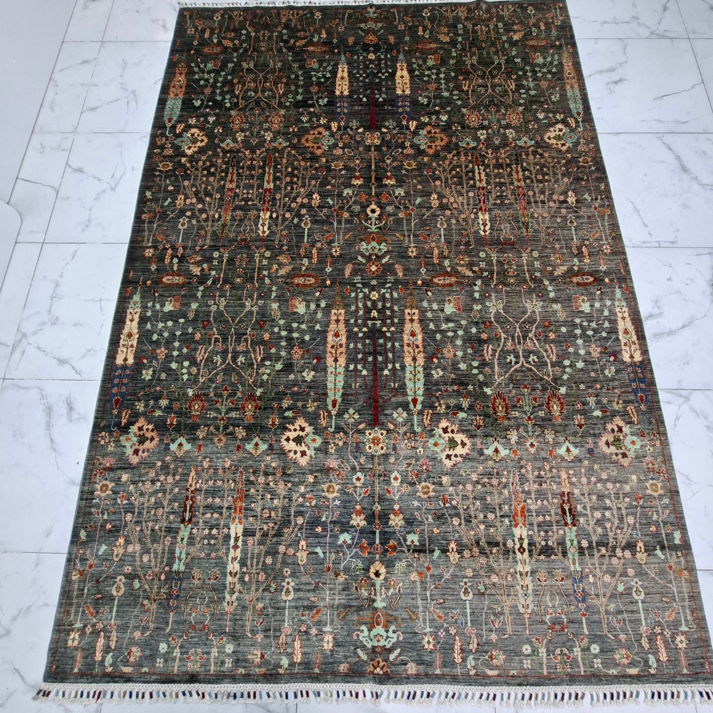 ZIEGLER (CHOBI) EL DOKUMA HALI – 45x45 İLMEK – %100 YÜN – DOĞAL BOYA – AFGAN HALISI – YENİ DOKUMA