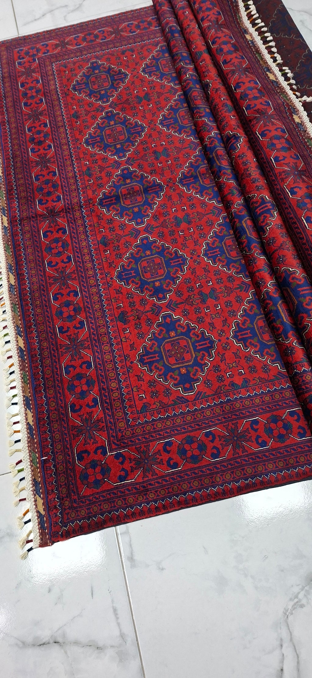 BİLİCİK – MAVRU (MAURI / MOURI) EL DOKUMA HALI – 50x50 İLMEK – %100 YÜN – DOĞAL BOYA – AFGAN HALISI – YENİ DOKUMA