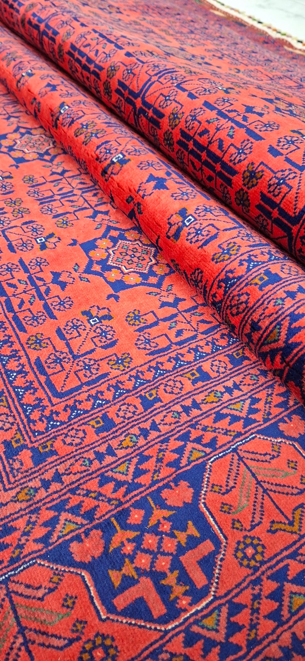 Bilicik – Mavru (Mauri / Mouri) El Dokuma Halı – 50x50 İlmek – %100 Yün – Doğal Boya – Afgan Halısı – Yeni Dokuma