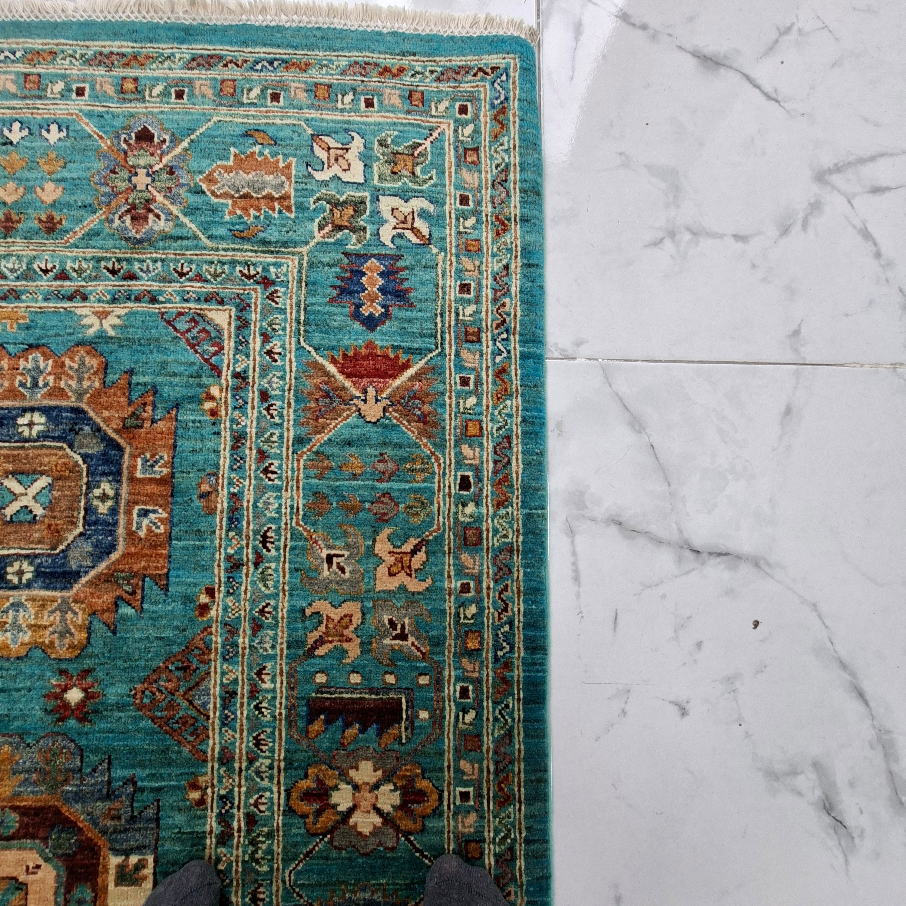 Kazak – El Dokuma Halı – 35x40 İlmek – %100 Yün – Doğal Boya – Afgan Halısı – Yeni Dokuma