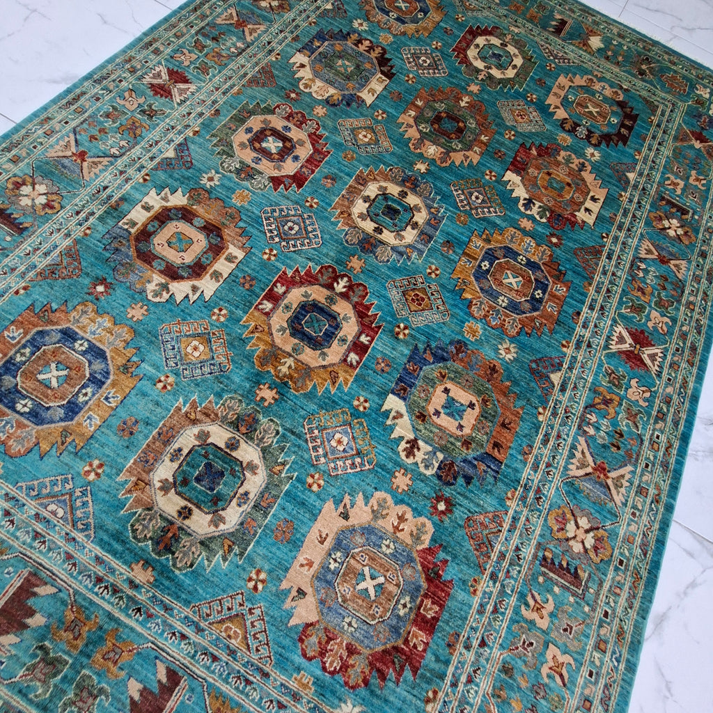 Kazak – El Dokuma Halı – 35x40 İlmek – %100 Yün – Doğal Boya – Afgan Halısı – Yeni Dokuma