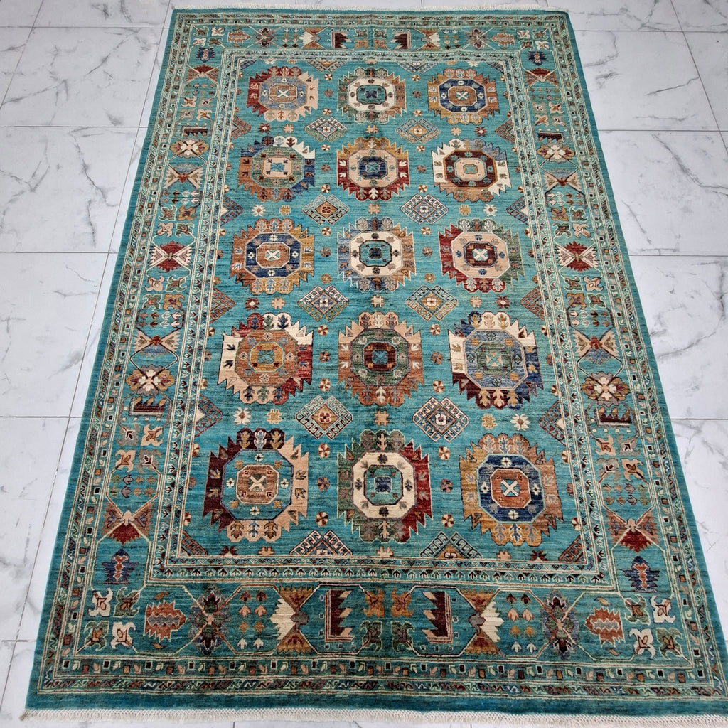 Kazak – El Dokuma Halı – 35x40 İlmek – %100 Yün – Doğal Boya – Afgan Halısı – Yeni Dokuma