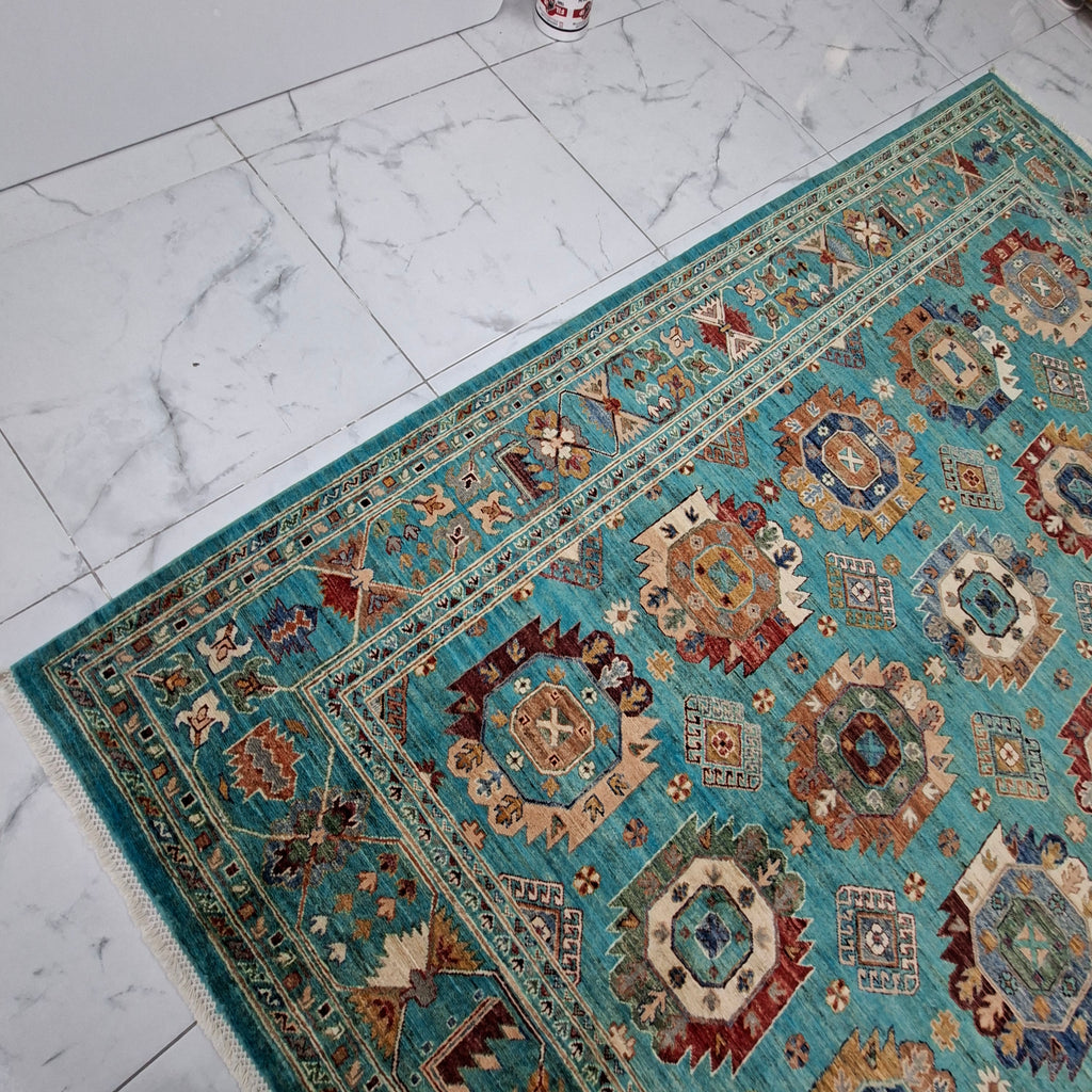 Kazak – El Dokuma Halı – 35x40 İlmek – %100 Yün – Doğal Boya – Afgan Halısı – Yeni Dokuma