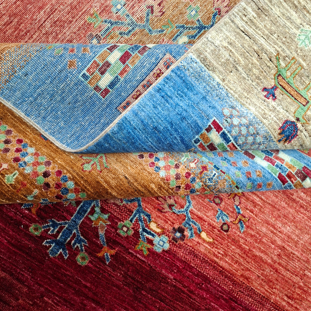 Gabbeh – El Dokuma Halı – 35x40 İlmek – %100 Yün – Doğal Boya – Afgan Halısı – Yeni Dokuma