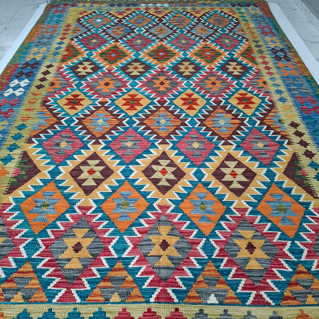 Maimana Kilim – El Dokuma Kilim – Geometrik Desenli – %100 Yün – Doğal Boya – Afgan Kilimi – Yeni Dokuma