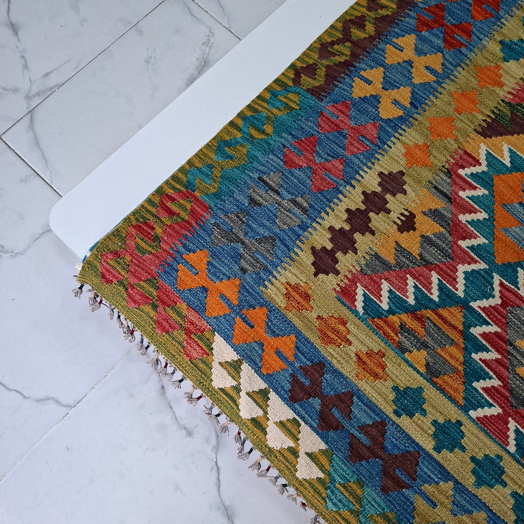 Maimana Kilim – El Dokuma Kilim – Geometrik Desenli – %100 Yün – Doğal Boya – Afgan Kilimi – Yeni Dokuma