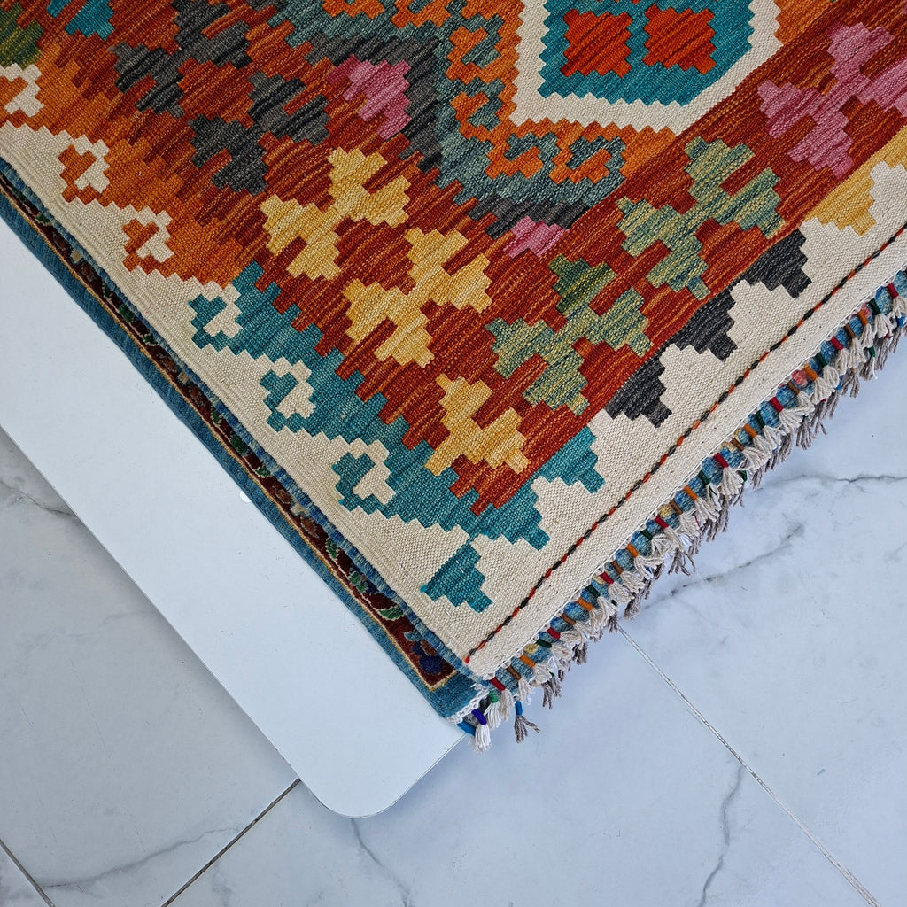 Maimana Kilim – El Dokuma Kilim – Geometrik Desenli – %100 Yün – Doğal Boya – Afgan Kilimi – Yeni Dokuma