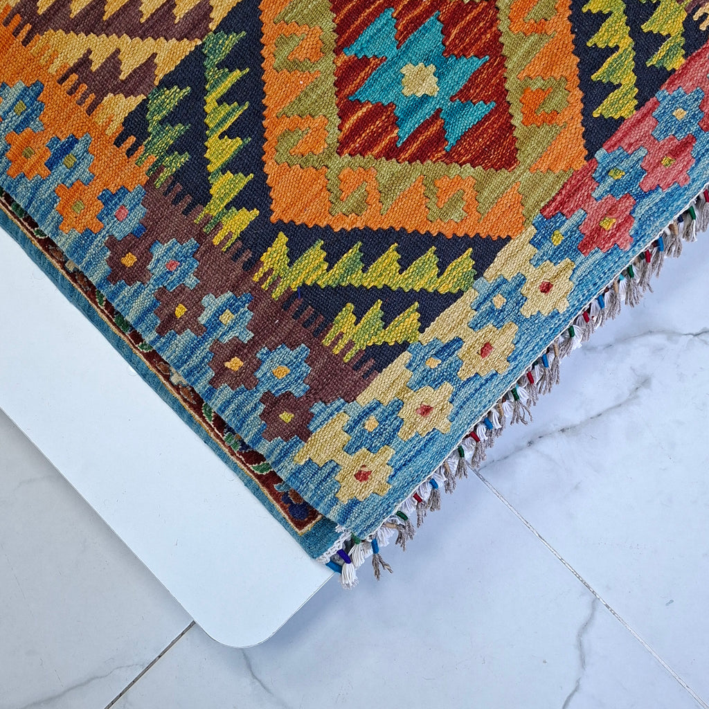 Maimana Kilim – El Dokuma Kilim – Geometrik Desenli – %100 Yün – Doğal Boya – Afgan Kilimi – Yeni Dokuma