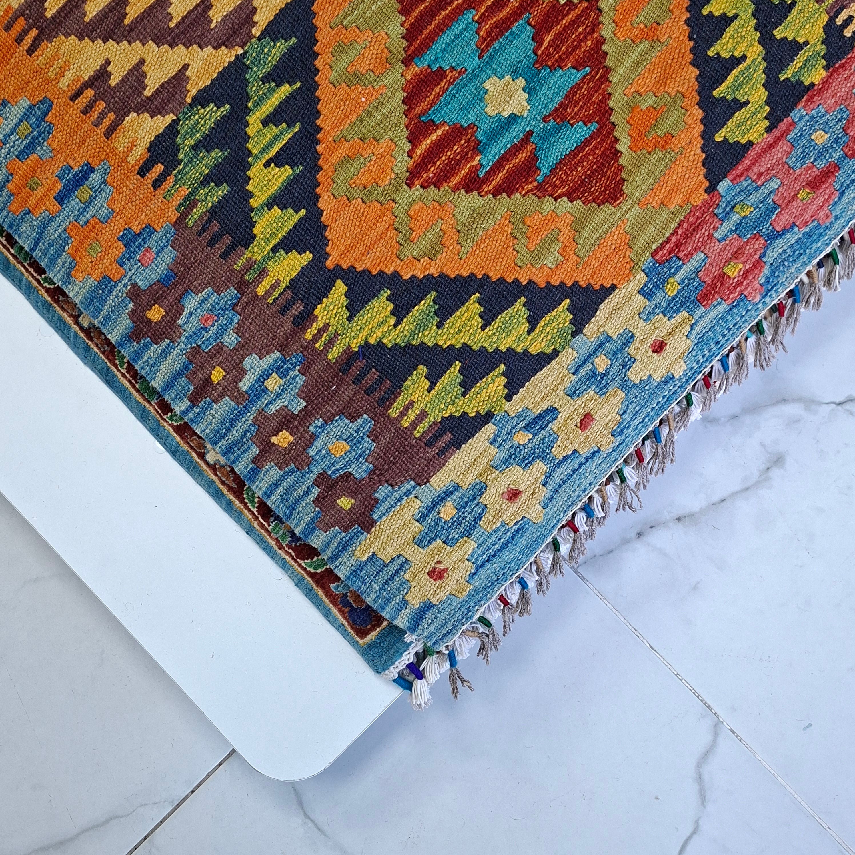 Maimana Kilim – El Dokuma Kilim – Geometrik Desenli – %100 Yün – Doğal Boya – Afgan Kilimi – Yeni Dokuma
