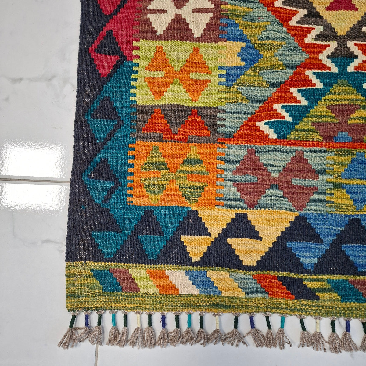 Maimana Kilim – El Dokuma Kilim – Geometrik Desenli – %100 Yün – Doğal Boya – Afgan Kilimi – Yeni Dokuma
