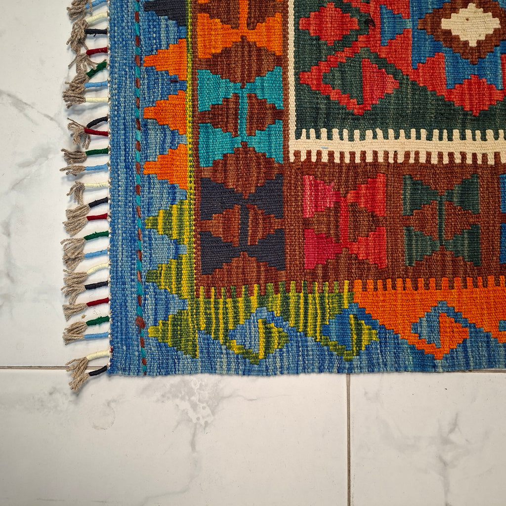 Maimana Kilim – El Dokuma Kilim – Geometrik Desenli – %100 Yün – Doğal Boya – Afgan Kilimi – Yeni Dokuma