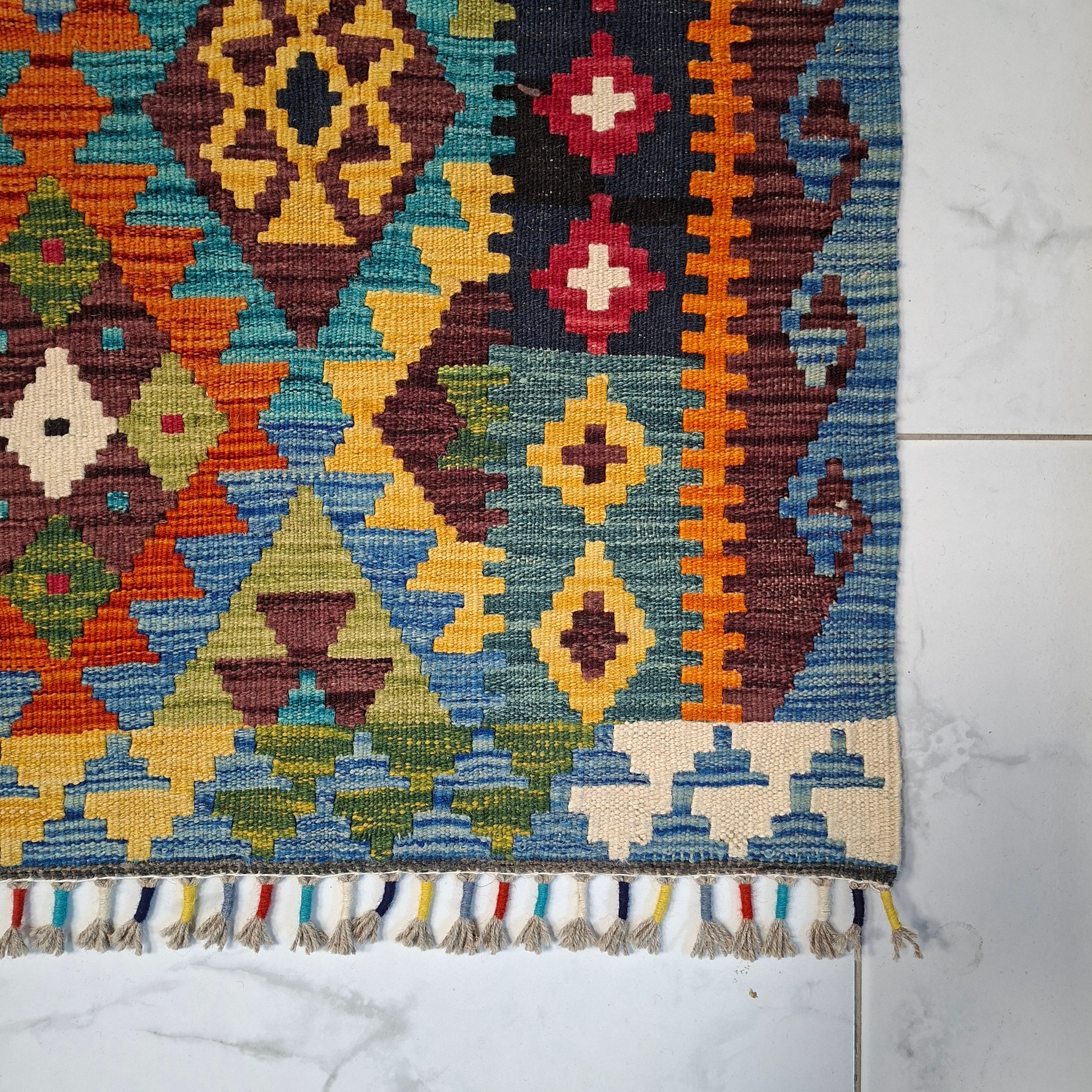 Maimana Kilim – El Dokuma Kilim – Geometrik Desenli – %100 Yün – Doğal Boya – Afgan Kilimi – Yeni Dokuma