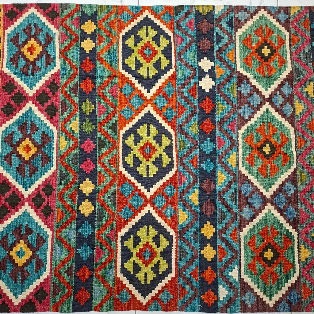 Maimana Kilim – El Dokuma Kilim – Geometrik Desenli – %100 Yün – Doğal Boya – Afgan Kilimi – Yeni Dokuma