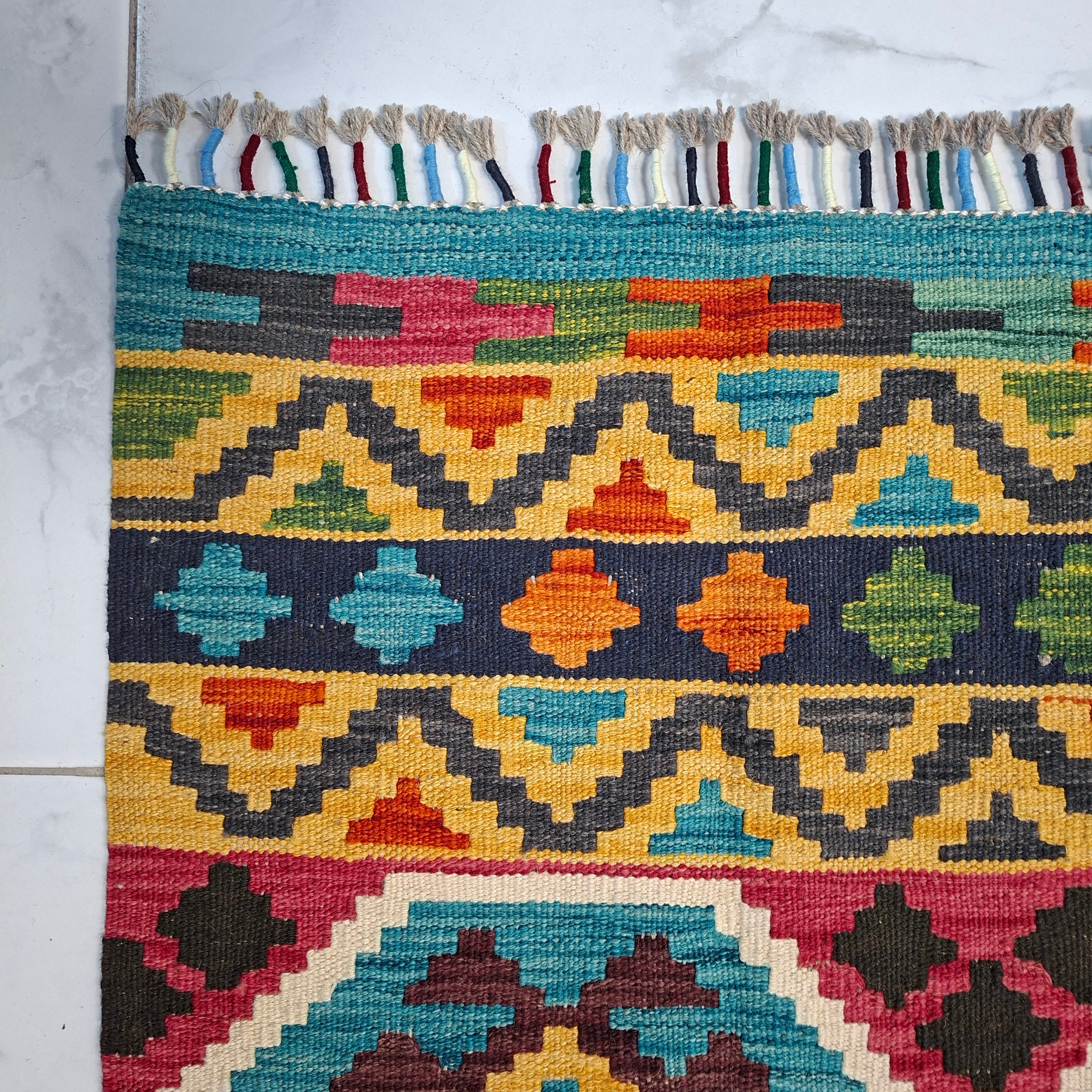 Maimana Kilim – El Dokuma Kilim – Geometrik Desenli – %100 Yün – Doğal Boya – Afgan Kilimi – Yeni Dokuma