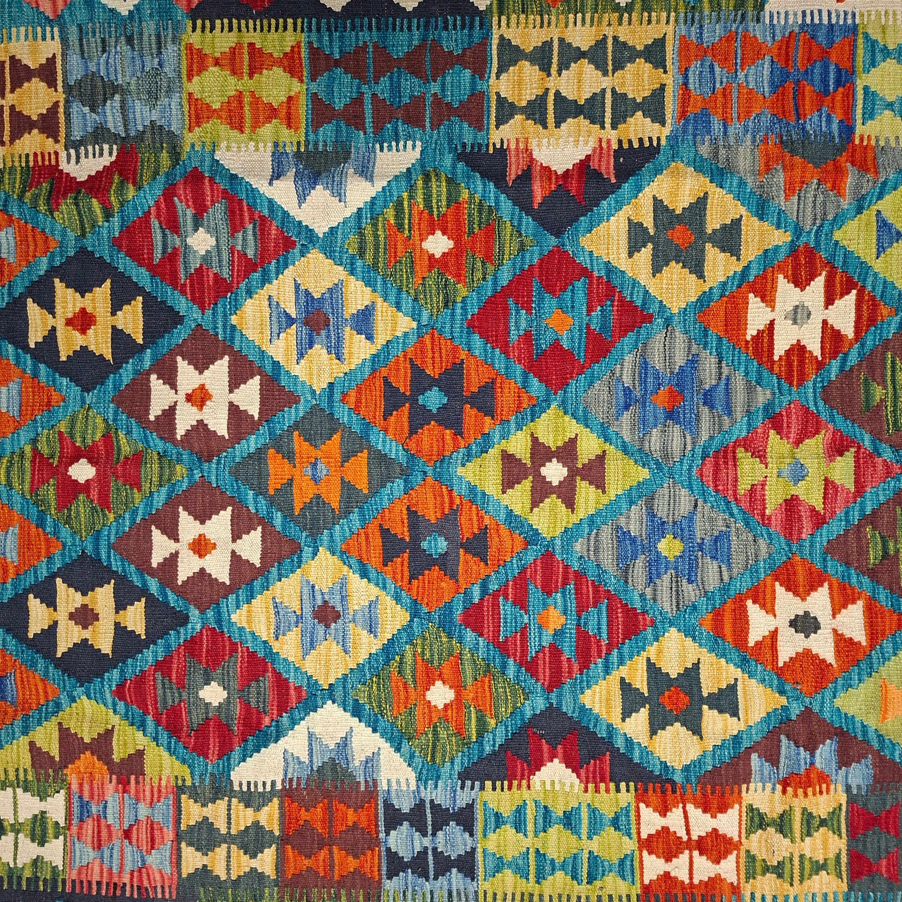 Maimana Kilim – El Dokuma Kilim – Geometrik Desenli – %100 Yün – Doğal Boya – Afgan Kilimi – Yeni Dokuma