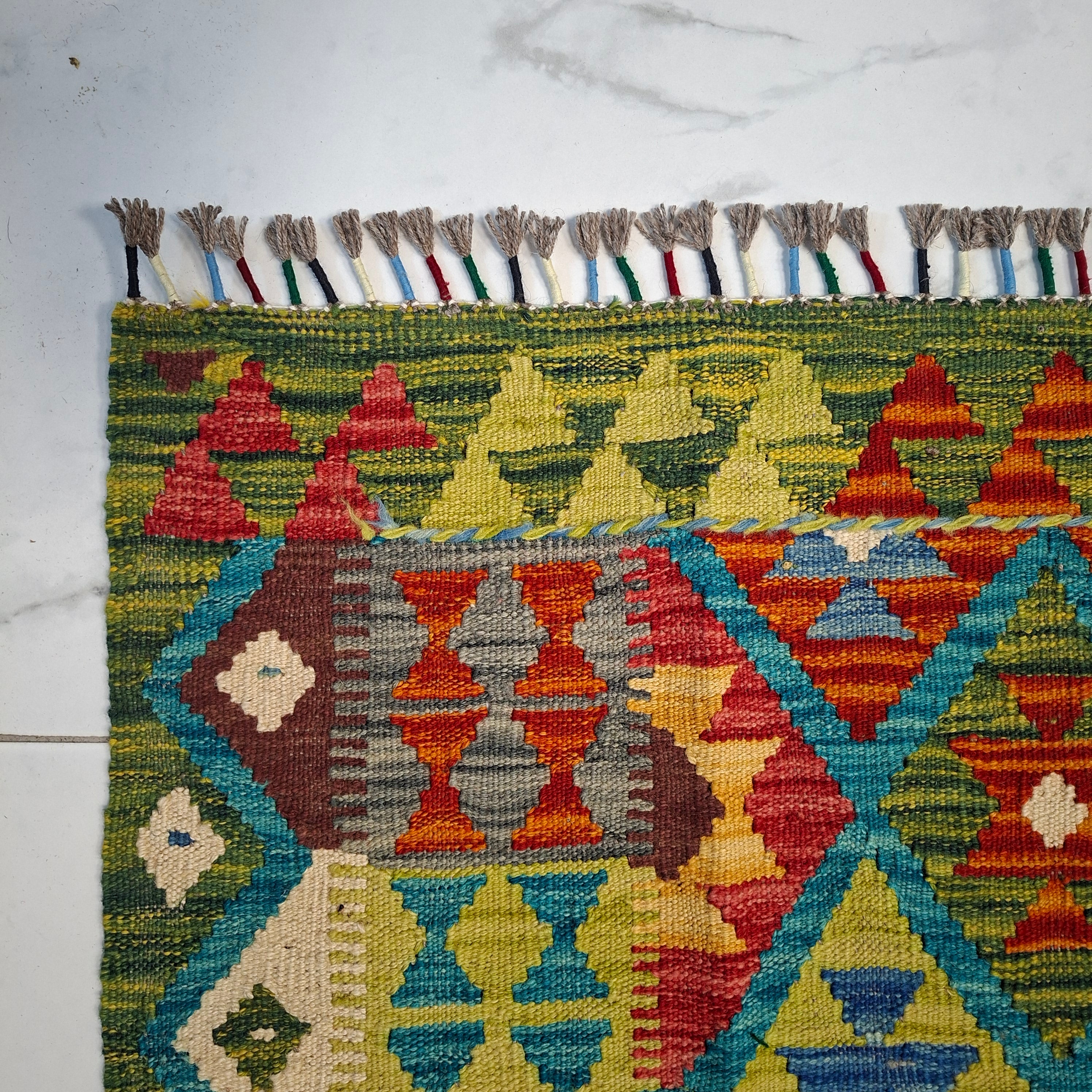 Maimana Kilim – El Dokuma Kilim – Geometrik Desenli – %100 Yün – Doğal Boya – Afgan Kilimi – Yeni Dokuma