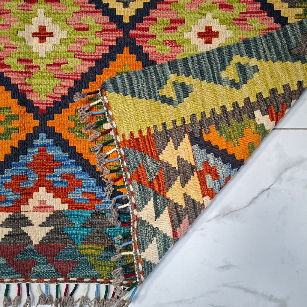 Maimana Kilim – El Dokuma Kilim – Geometrik Desenli – %100 Yün – Doğal Boya – Afgan Kilimi – Yeni Dokuma