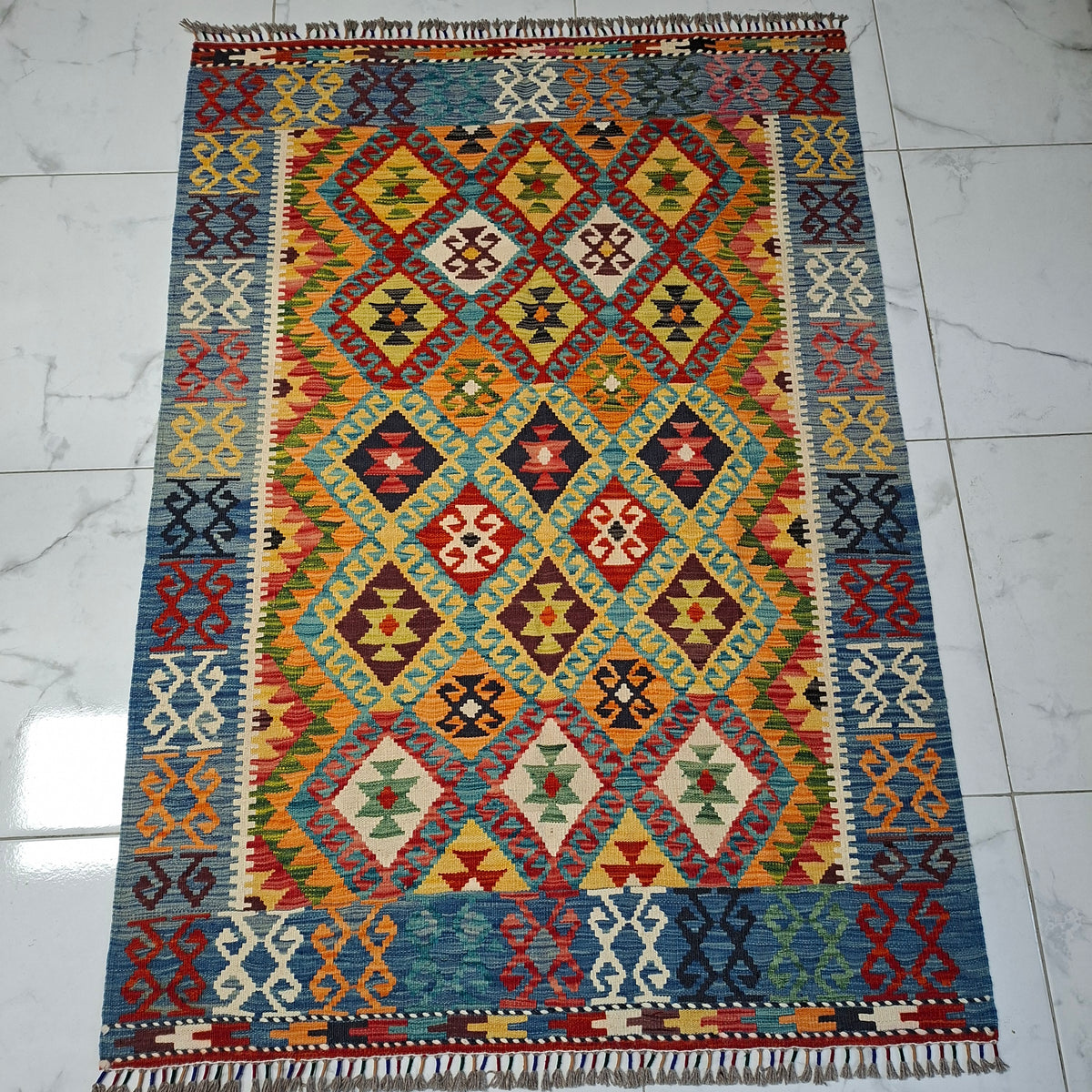 Maimana Kilim – El Dokuma Kilim – Geometrik Desenli – %100 Yün – Doğal Boya – Afgan Kilimi – Yeni Dokuma