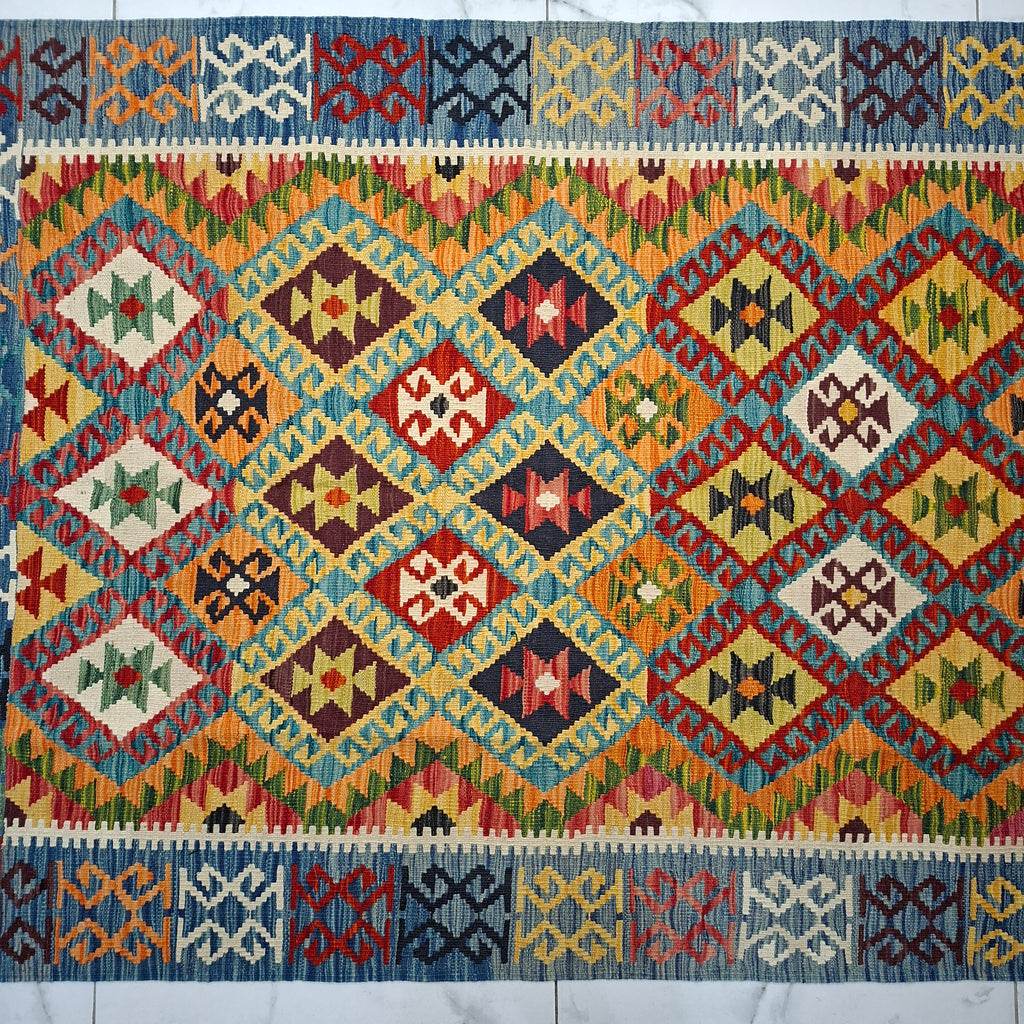 Maimana Kilim – El Dokuma Kilim – Geometrik Desenli – %100 Yün – Doğal Boya – Afgan Kilimi – Yeni Dokuma