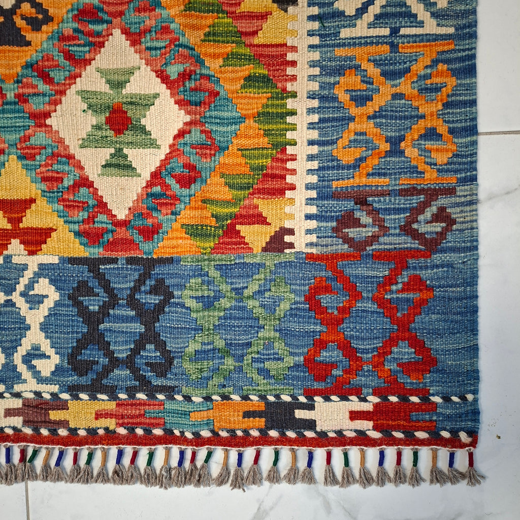Maimana Kilim – El Dokuma Kilim – Geometrik Desenli – %100 Yün – Doğal Boya – Afgan Kilimi – Yeni Dokuma