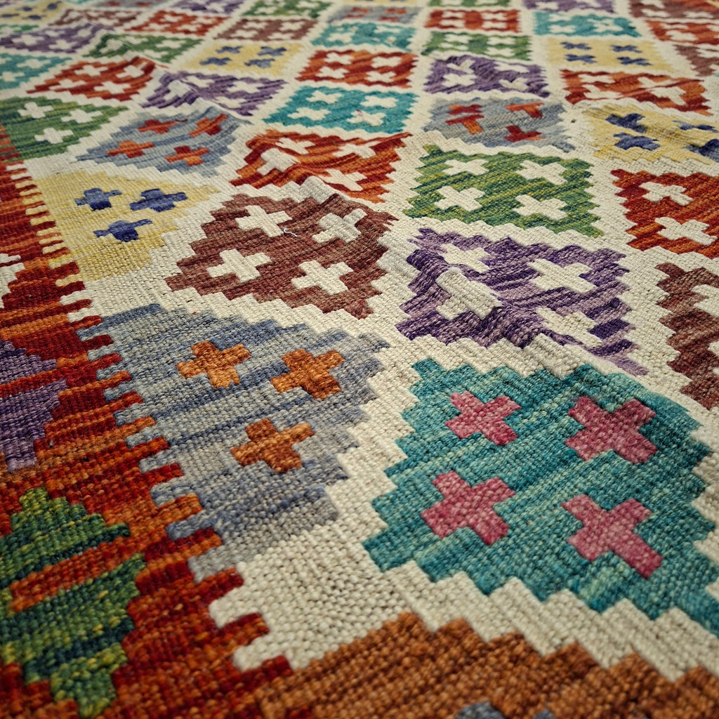 Maimana Kilim – El Dokuma Kilim – Geometrik Desenli – %100 Yün – Doğal Boya – Afgan Kilimi – Yeni Dokuma