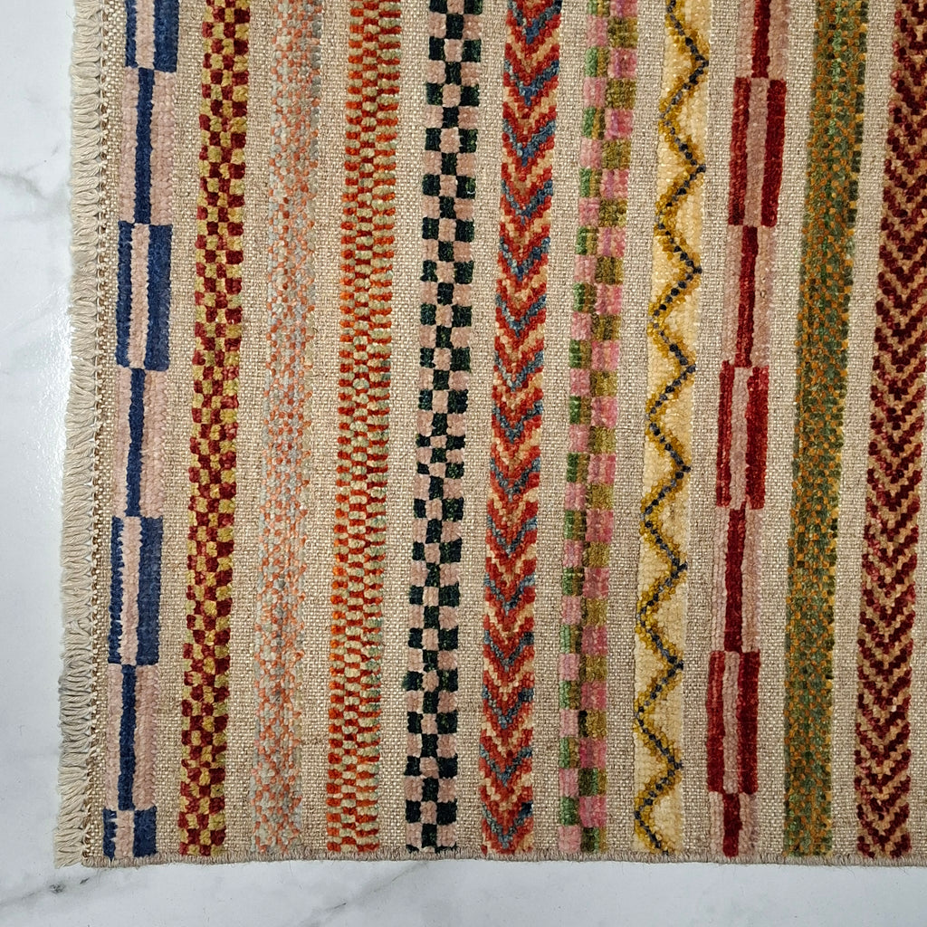 Berceste Yolluk – El Dokuma – Tribal Desenli – %100 Yün – Doğal Boya – Afgan Halısı – Yeni Dokuma