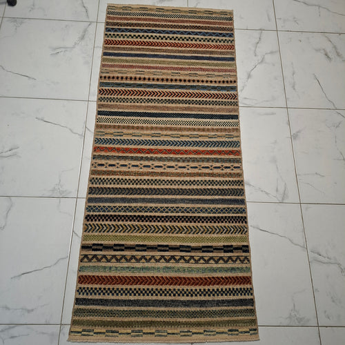 Berceste Yolluk – El Dokuma – Tribal Desenli – %100 Yün – Doğal Boya – Afgan Halısı – Yeni Dokuma