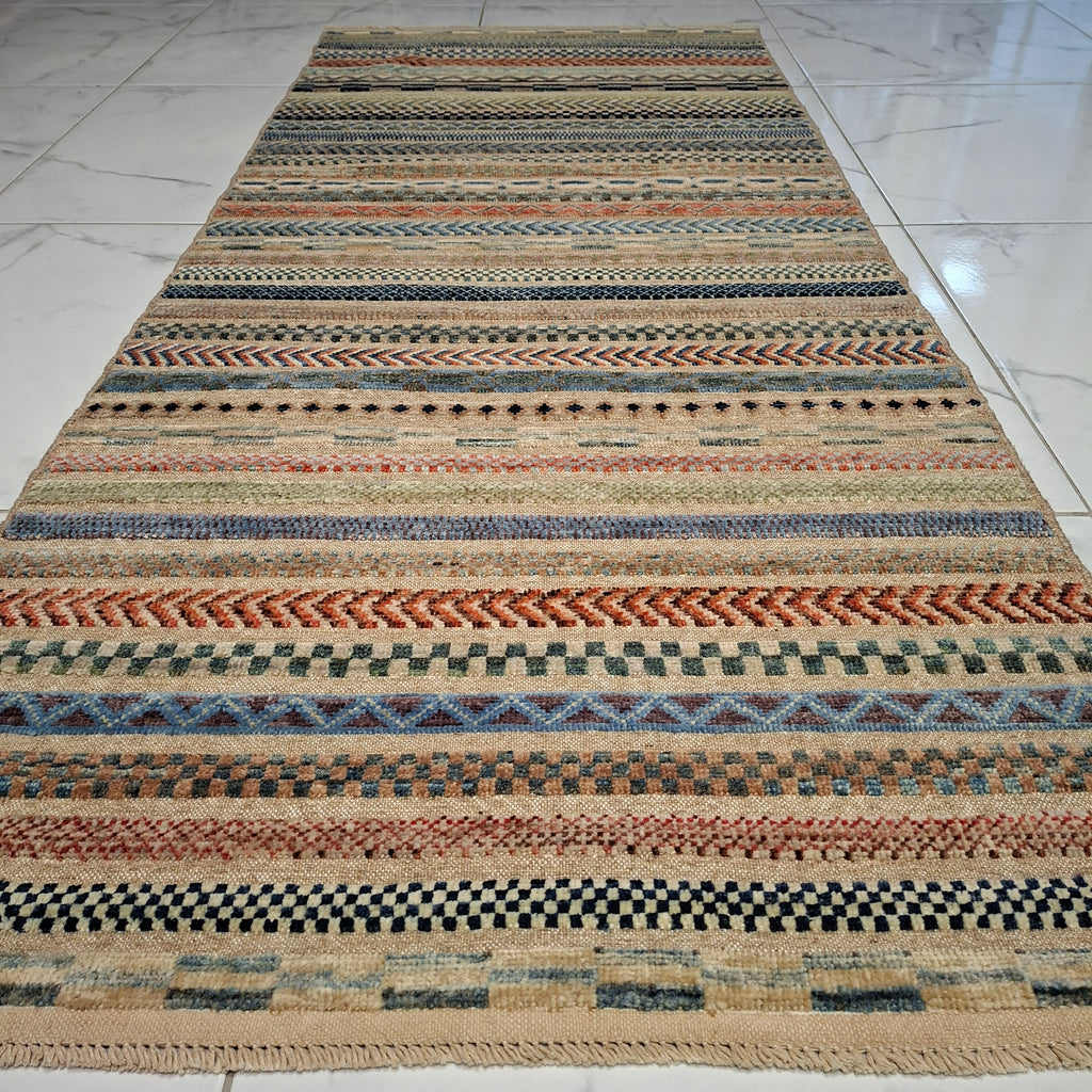 Berceste Yolluk – El Dokuma – Tribal Desenli – %100 Yün – Doğal Boya – Afgan Halısı – Yeni Dokuma