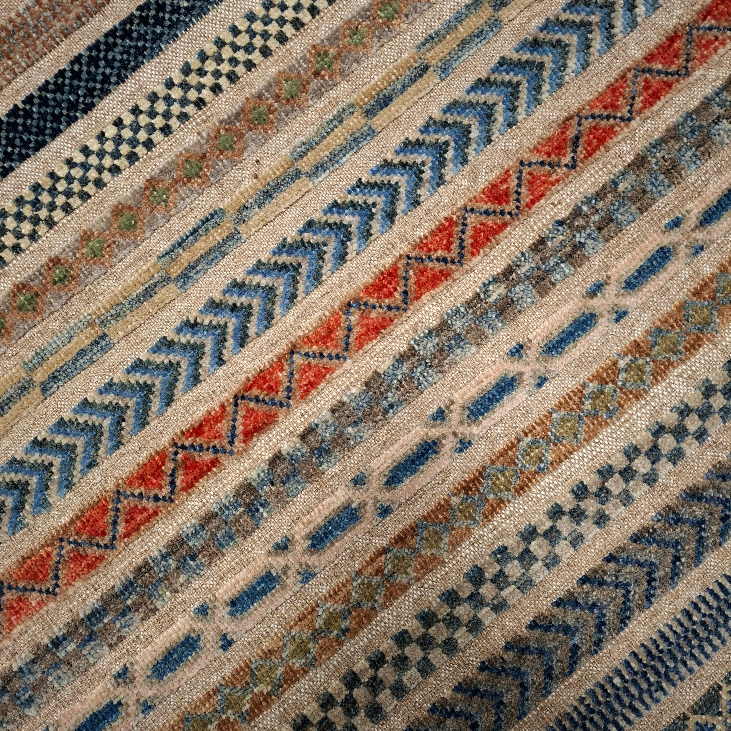 Berceste Yolluk – El Dokuma – Tribal Desenli – %100 Yün – Doğal Boya – Afgan Halısı – Yeni Dokuma