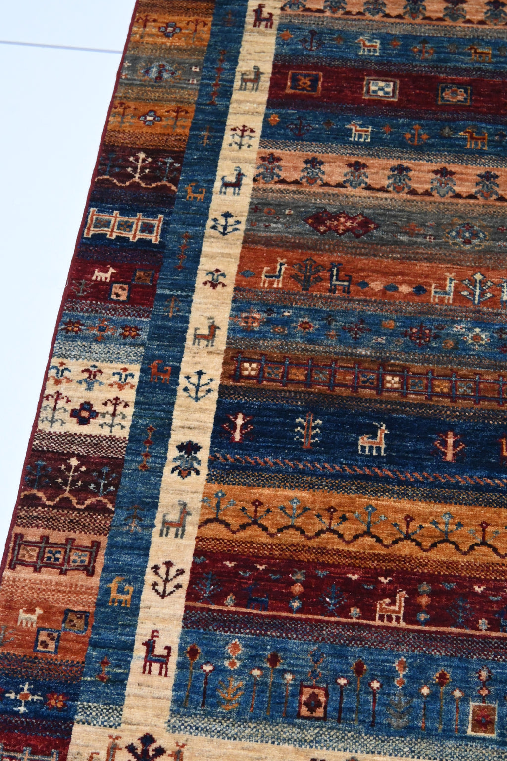 Gabbeh El Dokuma Yolluk | 250x083 cm – 35x40 İlmek – %100 Yün – Doğal Boya – Şeritli Motif – Yeni Dokuma
