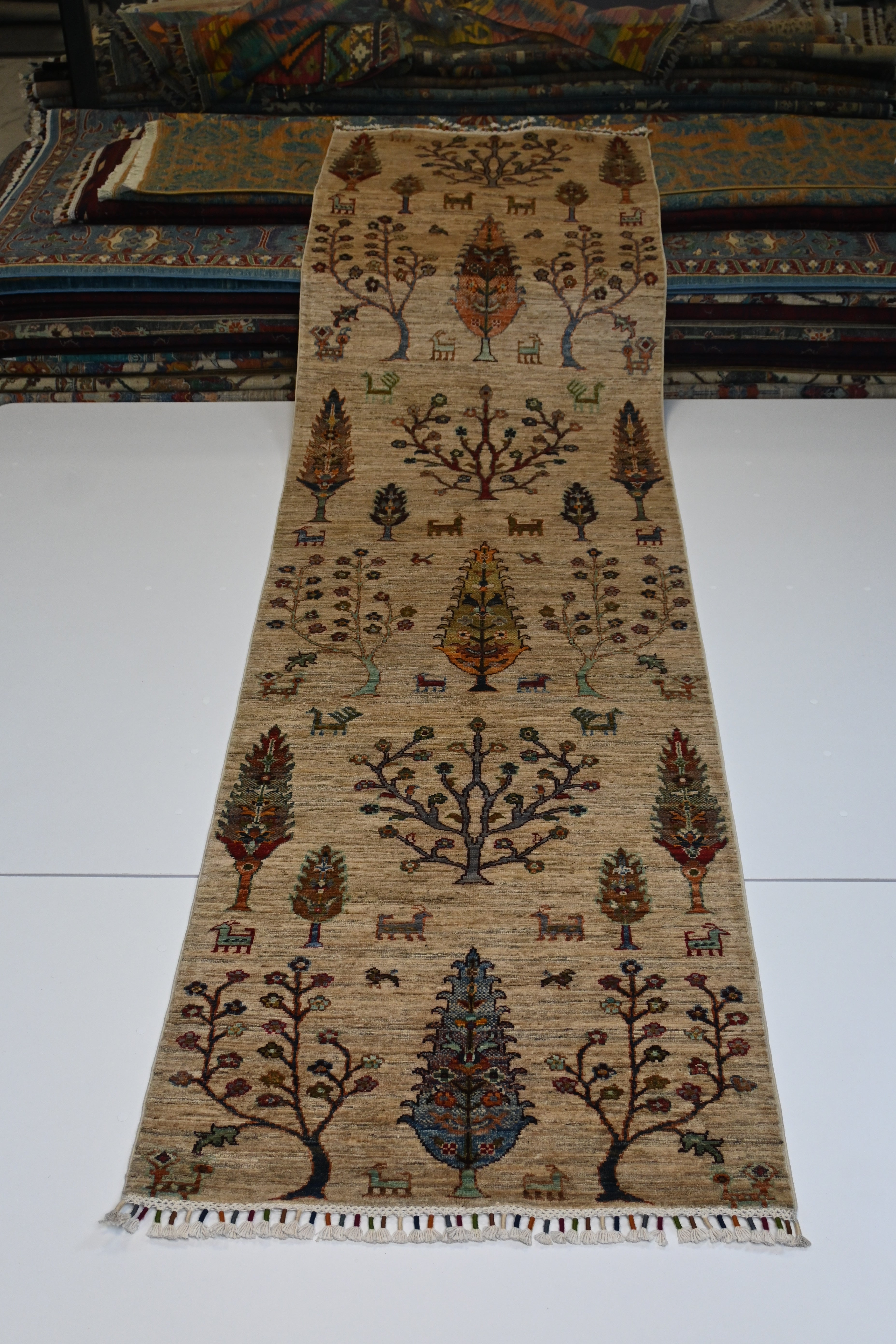 Gabbeh El Dokuma Yolluk | 311x82 cm | 35x40 İlmek | %100 Doğal Yün – Doğal Boya | Otantik Afgan Yolluk – Yeni Dokuma