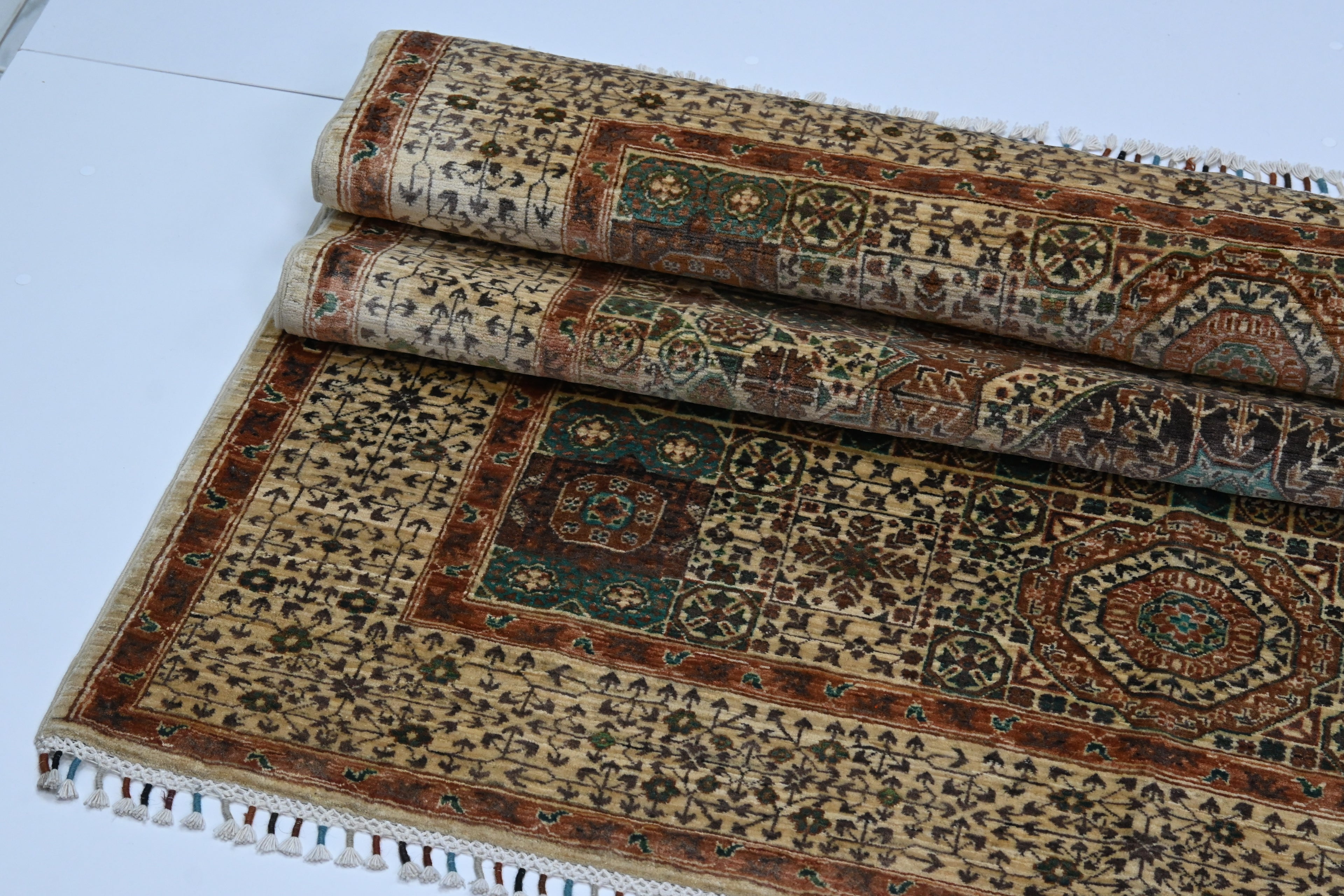 Memlük El Dokuma Halı | 200x153 cm | 50x50 İnce İlmek | %100 Doğal Yün – Doğal Boya | Otantik Afgan Halısı – Yeni Dokuma